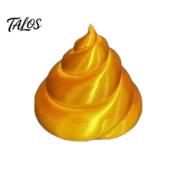 Flat Base Figurine 3D Printed Golden Poop Rotating Figurine, Luck Fortune Desk Decor, Funny Car Wealth Symbol Decoration Accessory with Turnable Base,