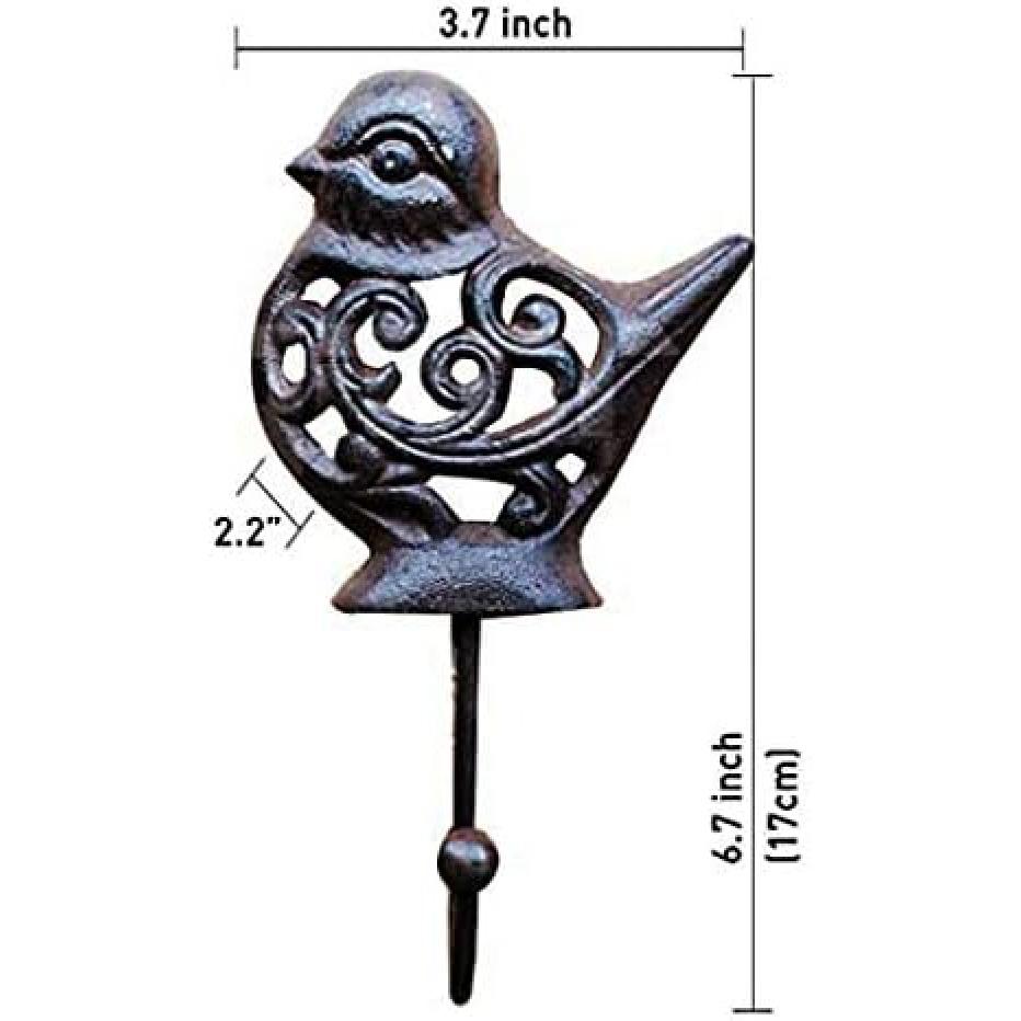 Vintage Cast Iron Bird Wall Hanger Hooks Rack, Decorative Indoor Outdoor Home Garden Country Farmhouse Garage Rustic Wall Mounted Hooks for Hanging