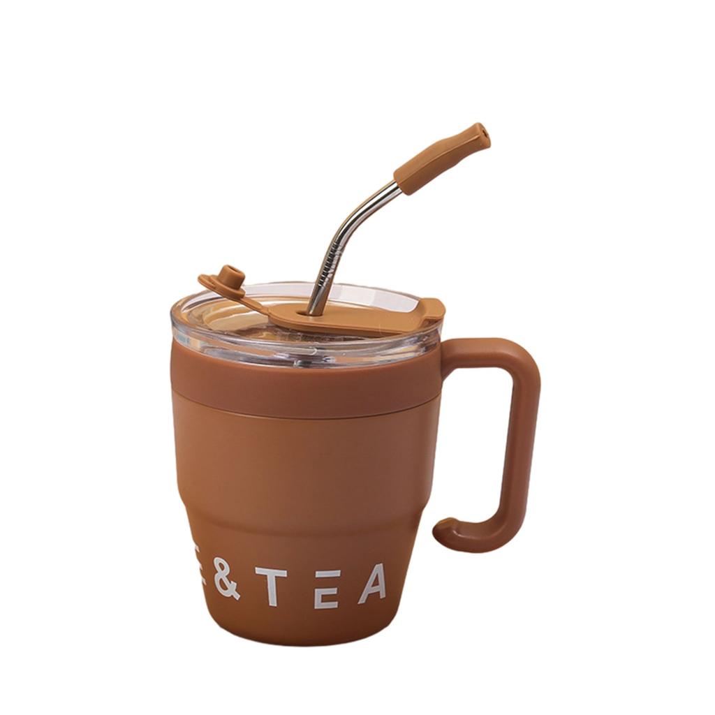 Durable Water Cups Coffee Cup with Handle and Straw Lid 480ML Fashion Travel Mug Suitable for Home Office School Outdoor