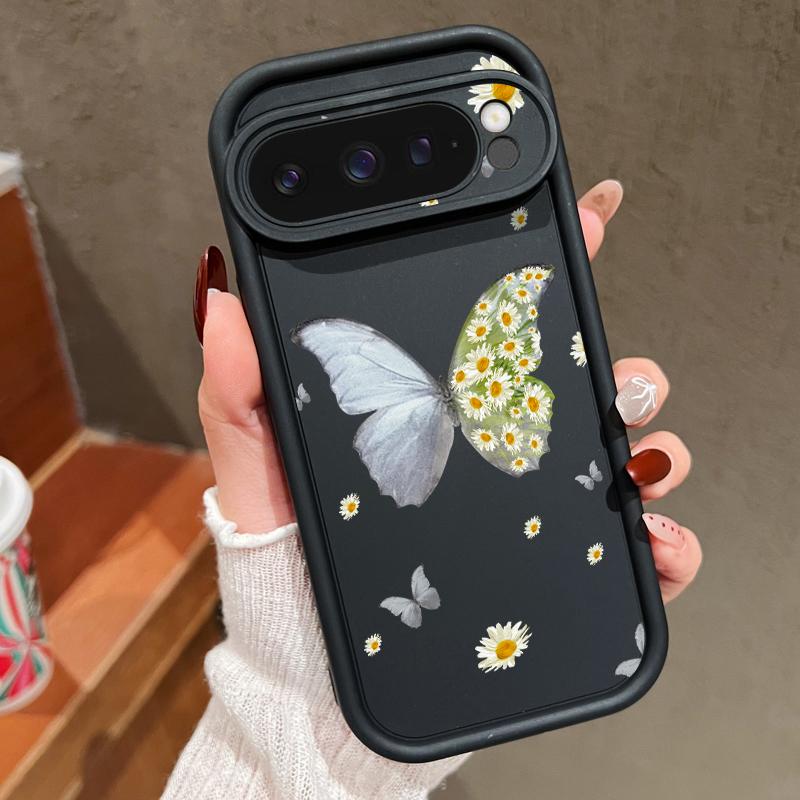 Fresh Daisy Flower Butterfly Pattern Soft TPU Phone Case For Google Pixel 9 Pro XL 8 Pro 8A Lens Protection Matte Shockproof Bumper Cover