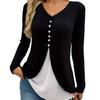 Spring and Autumn Women's New V-neck Women's Sexy Casual Contrast Color