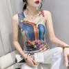 European Style 2023 Summer Women's Sleeveless Knit Print Tank Top