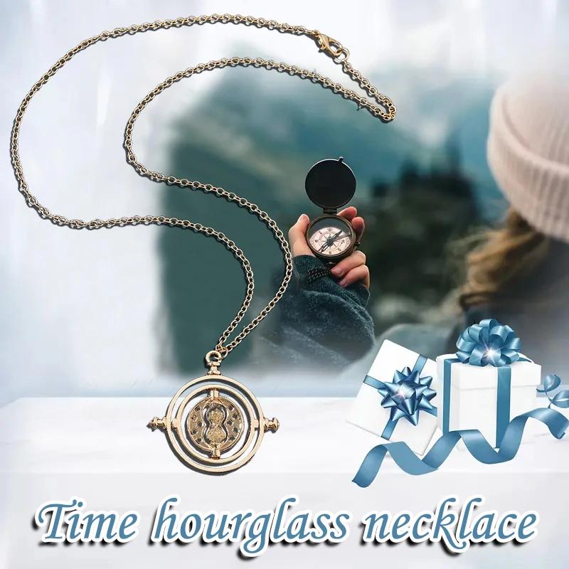 1-10Pcs Harried Time Necklace Timer Hourglass 360 Rotatable Potters Cosplay Props Astronomical Time Converter Magic School Gift