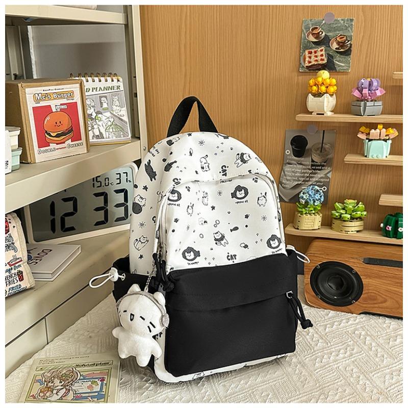 Korean version ins cute cartoon cat backpack female large capacity cute graffiti student schoolbag sweet versatile backpack
