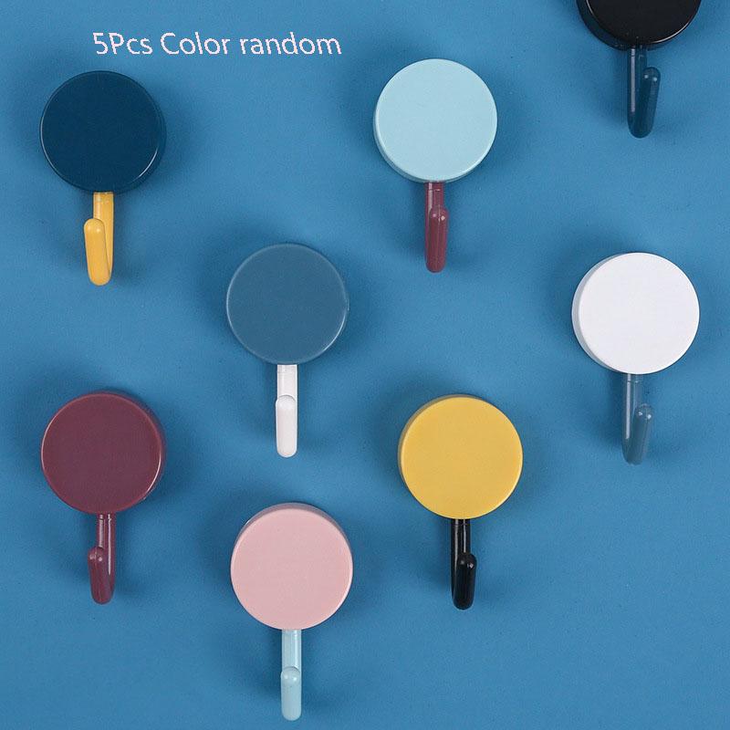 5/10PCS Self Adhesive Wall Hook Strong Without Drilling Coat Bag Bathroom Kitchen Towel Hanger Hooks Home Storage Accessories
