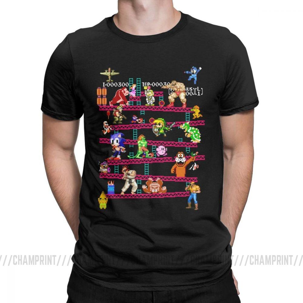 Men Arcade Game Collage T Shirts Console Game Vintage Style Tee Shirt Classic La Camiseta S