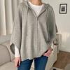 New Arrivals Open Run Kaori Hooded Zip Poncho Knit Big Size Jumper