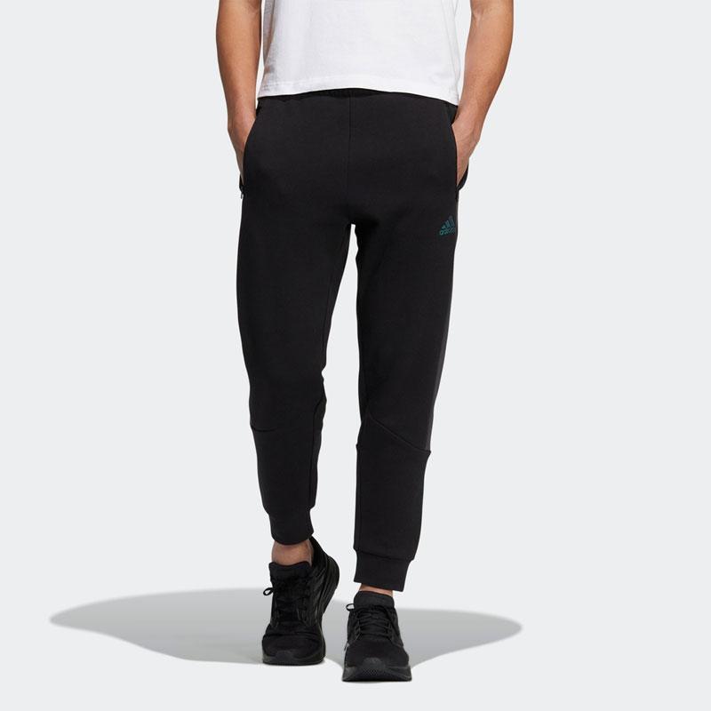 Adidas Logo Print Elastic Waist Breathable Jogger Pants Men Bottoms Black HM2986