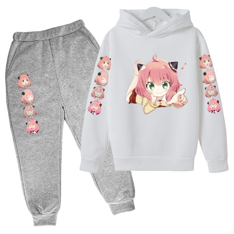Kinder Mode Kapuzenpullover Junge Mädchen Kleinkind Pullover 3-12 Jahre Anime Niedliches Mädchen Druck Kleidung Lässiges Oberteil + Hose 2-teiliges Set Sportanzug