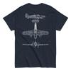 Hawker Hurricane WWII RAF Fighter Aircraft Blueprint Graphic T-Shirt