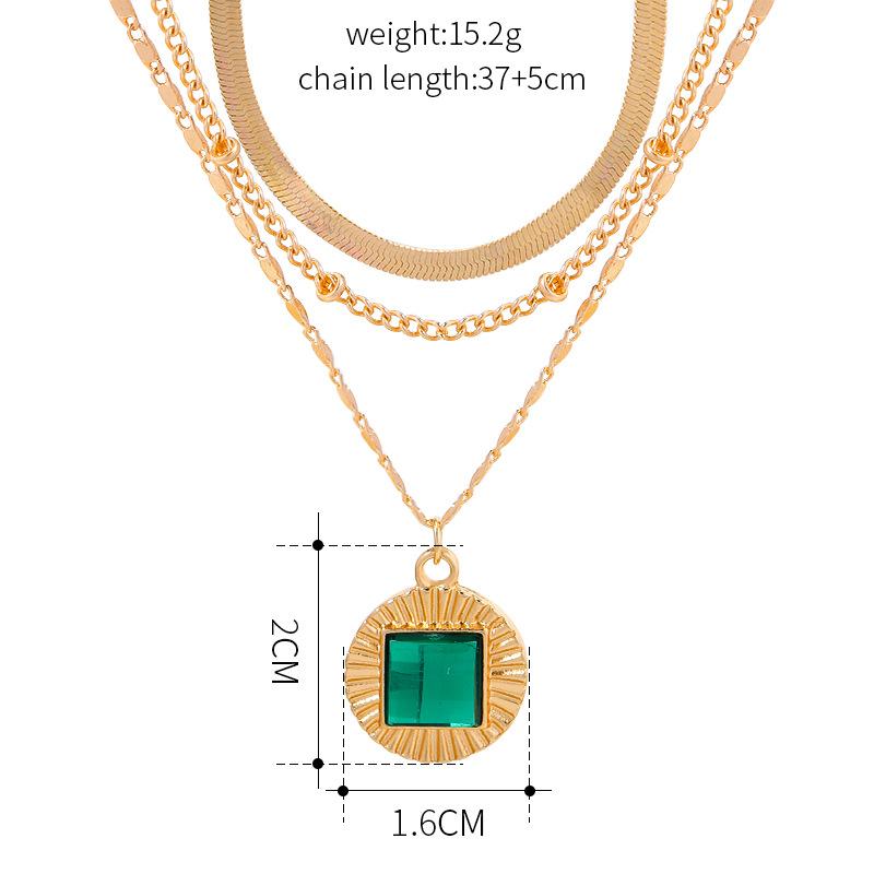 24K gold-plated necklace European and American autumn and winter jewelry women's exaggerated niche light luxury multi-layer stacked collarbone chain