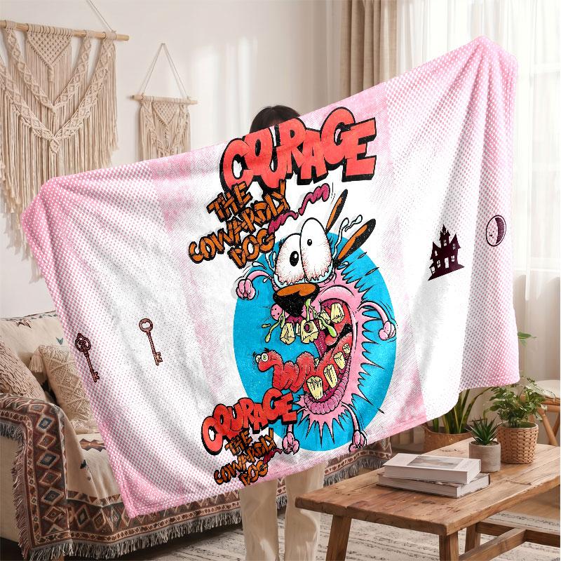 Warm Flannel BlanketCourage the Cowardly Dog Soft Cozy Throw Blanket for Bedroom Couch