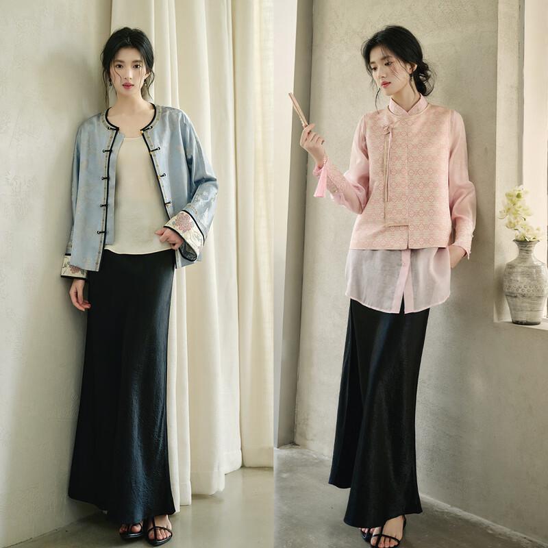 JK&JS Acetate Mermaid High-Waist Long Skirt