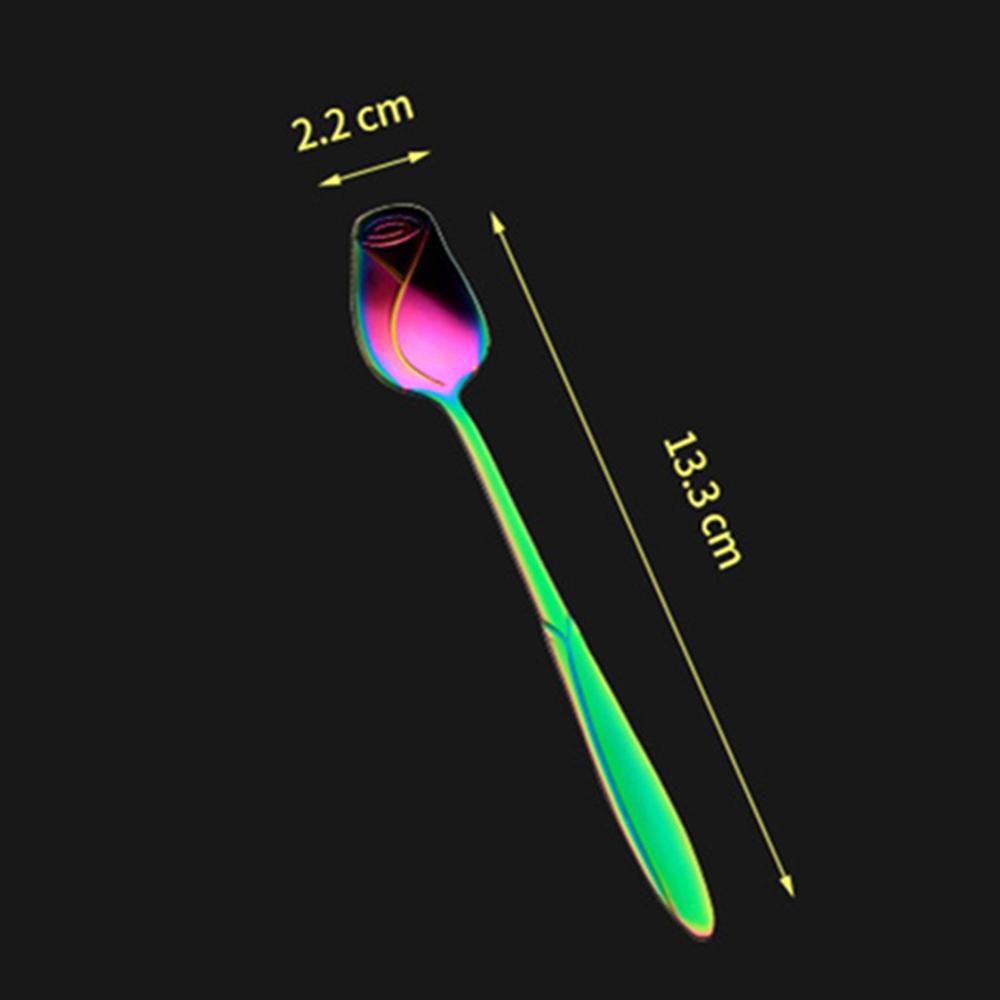 Dessert Spoon Long Handle Coffee Spoon Stainless Steel Spoon Tea Spoon Colorful Small Teaspoon Creative