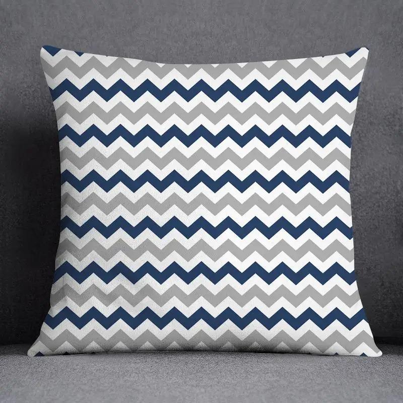 Blue Striped Plaid Pillowcase Office Living Room Home Pillowcase Car Ornaments