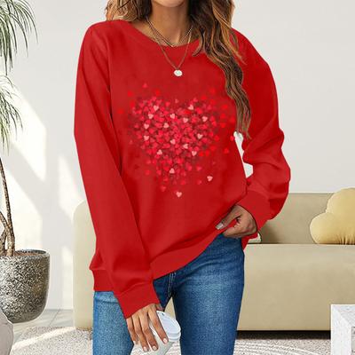 Sweat à capuche pour femme, motif cœur, motif Saint-Valentin, col ras du cou, manches longues, ample