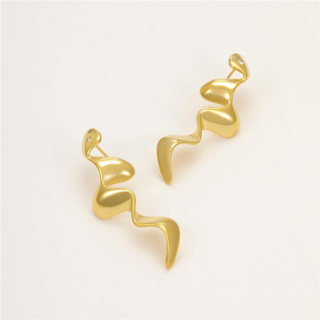 GEMCHIC Women's Gold Snake Earrings Geometric Wavy Shape Statement Jewelry