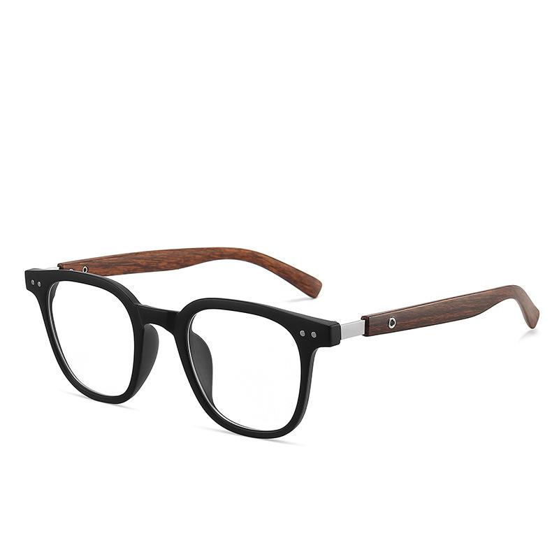 Trendy Anti Blue Light Wooden Grain Leg TR90 Glasses, Men Women Big Square Blue Ray Blocking for Computer Glass Frames F83026