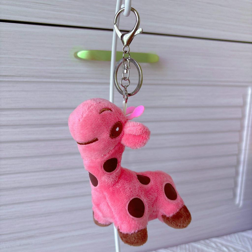 Colorful Spotted Deer Keychain Plush Toy: Giraffe Doll Pendant & Promotional Gift