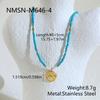 Stainless steel multi-layer stacked turquoise bead sun round necklace bohemian vacation wind collarbone chain