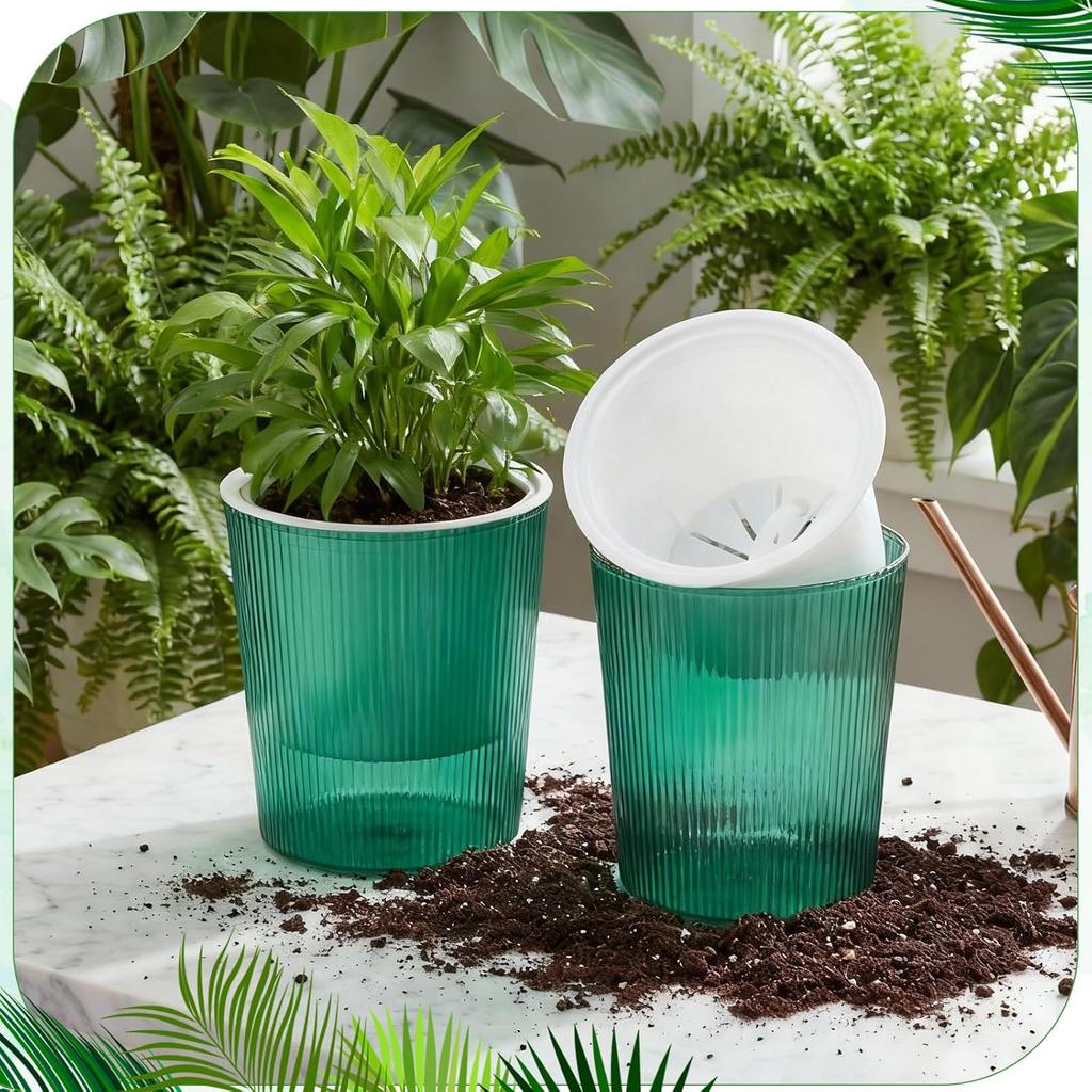 Clear Self Watering Planters Pots Household Anti Rot Self-Watering Planters for Living Room Plants Flowers Gardening Accessory