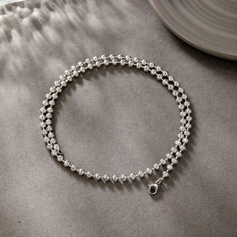 XP Jewelry -- 50 cm x 4 mm Gold Plated 18 k / White Beads Necklaces for Women Men Fashion Jewelry