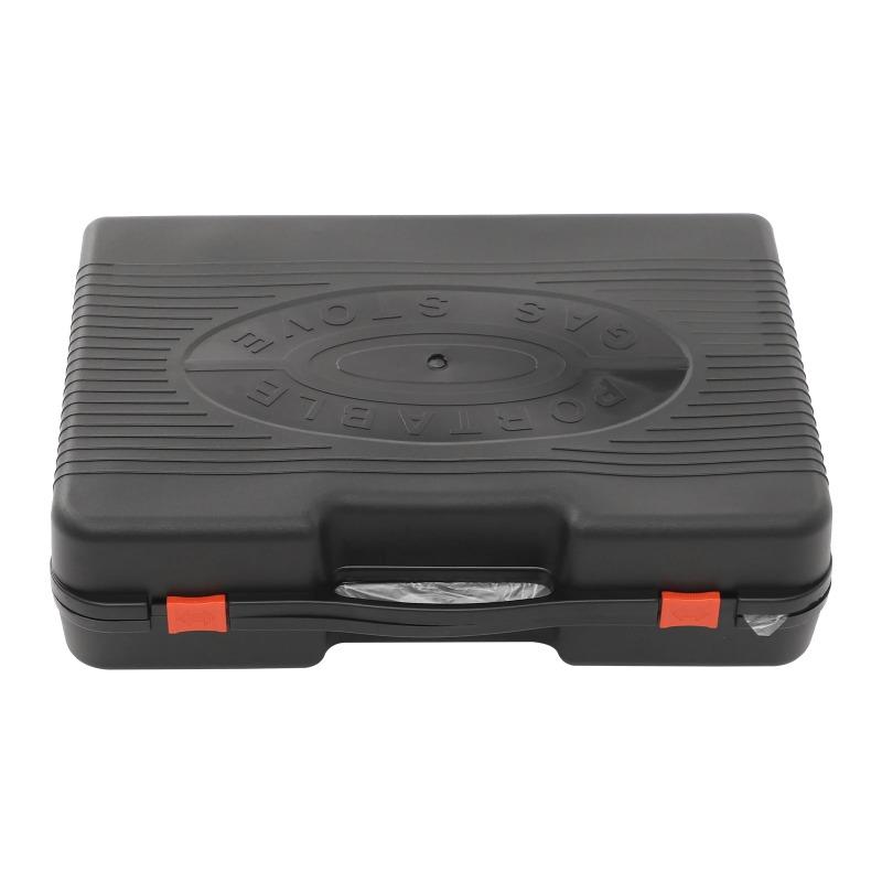 Gas Grill Stove with Sausage Grill Plate Plastic Box Portable Camping Butane Stove Adjustable Flame for Outdoor Picnic BBQ