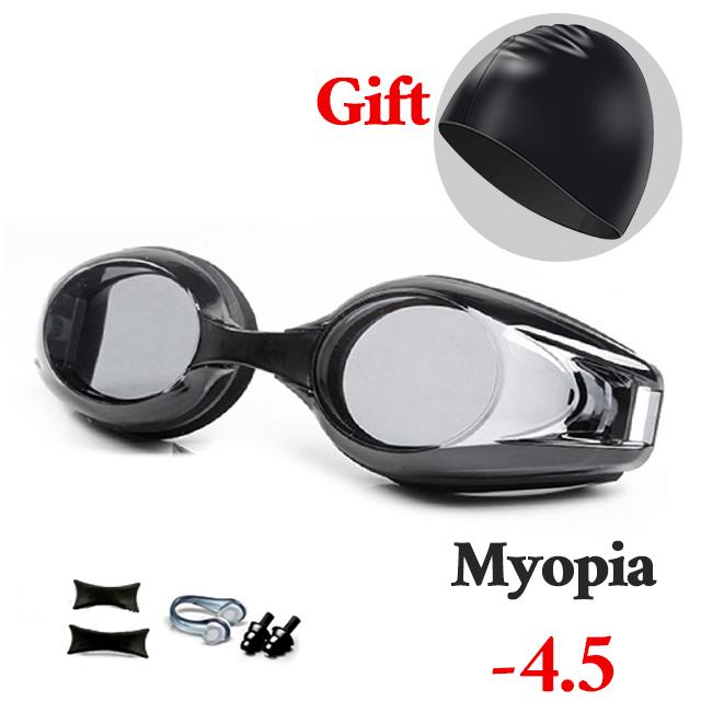 Badekappen Schwimmbrillen mit Ohrstöpseln Professionell Beschlagfrei UV Herren Damen Silikon Kurzsichtigkeit Schwimmbrillen