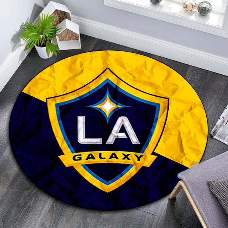 LA Galaxy Printed Round Rug, Non Slip Washable Circular Carpet For Living Room Bedroom Playroom, Sports Fan Decor, Holiday Birthday Gift 80cmx80cm