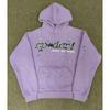 Heavy fleece foam print spider web hoodie sports casual sweater sweatpants set