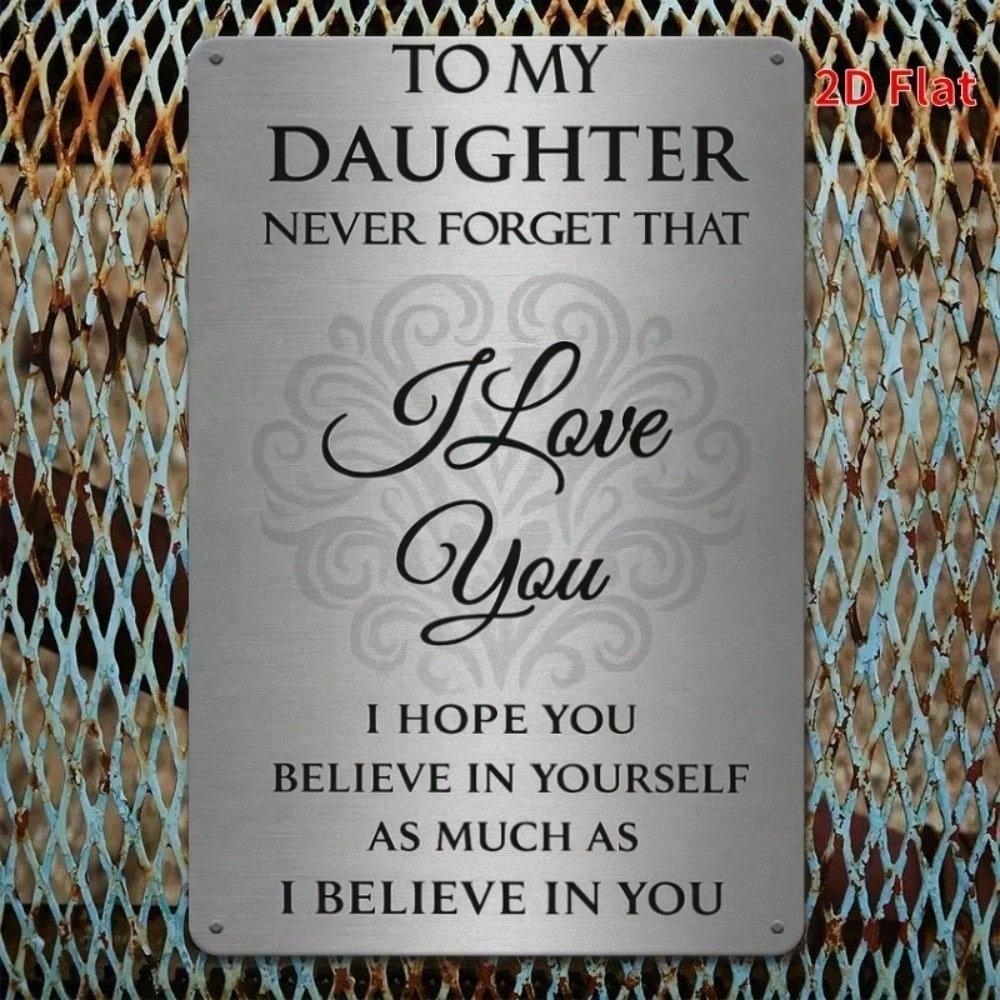 Daughter Love Heart Vintage Metal Plaque Sign Rustic Wall Art Home Bedroom Cafe Office Garage Decor