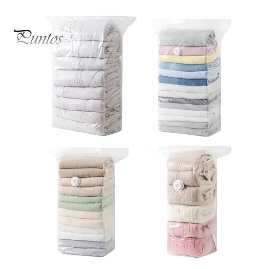 Organizzazione Camera del Dormitorio 2 Pezzi Sacchetti Sottovuoto per Vestiti, Sacchetti di Stoccaggio a Compressione Senza Pompa, Essenziali per la Casa Trasparenti Salvaspazio Viaggio