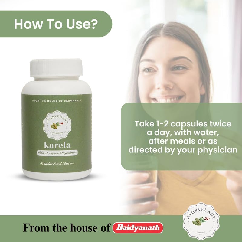Baidyanath Ayurvedant Karela Capsules 60 Count Natural Support For Blood Sugar Control And Digestive Health Management Pack Of 1