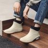 Fashion Rain Shoes Ankle Men Waterproof Shoes Rain Boots Low Top Anti-slip Wear-resistant Plush Kitchen Water Boots Fishing Rubber Shoes