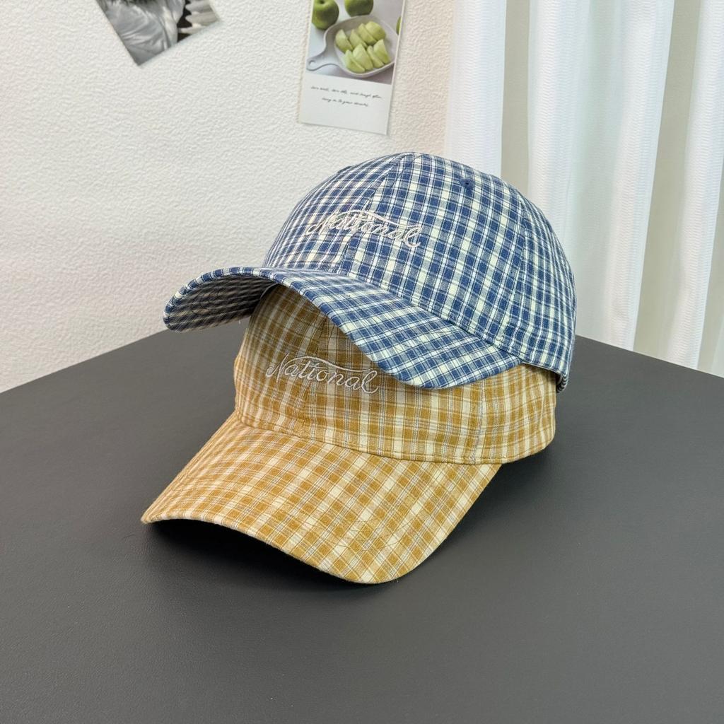 Fashion Hat spring and summer new Korean plaid soft top small baseball cap female couple outdoor mountaineering small cap male