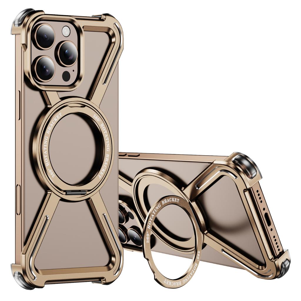 For iPhone 16 Pro Max Bumper Cases Borderless Metal Frame Cover Compatible with MagSafe Kickstand