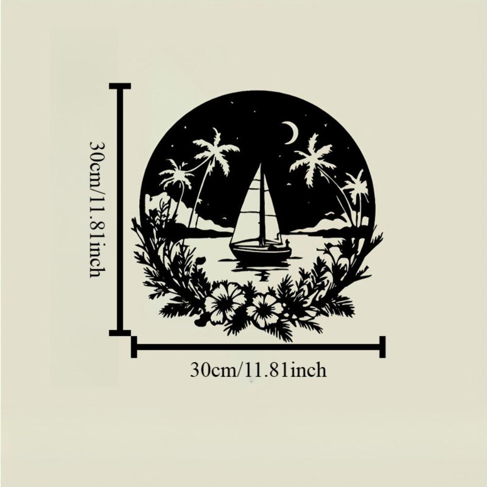 

Metal Wall Art Ocean Sailboat Trees Plants Black Home Decor Living Room Gift for Father Day Labor Day Christmas 12in