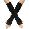 Autumn and Winter Knitted Gloves Women Warm Solid Color Extended Arm Cover Long Finger Sleeves Exposed Gloves Fingerless Gloves