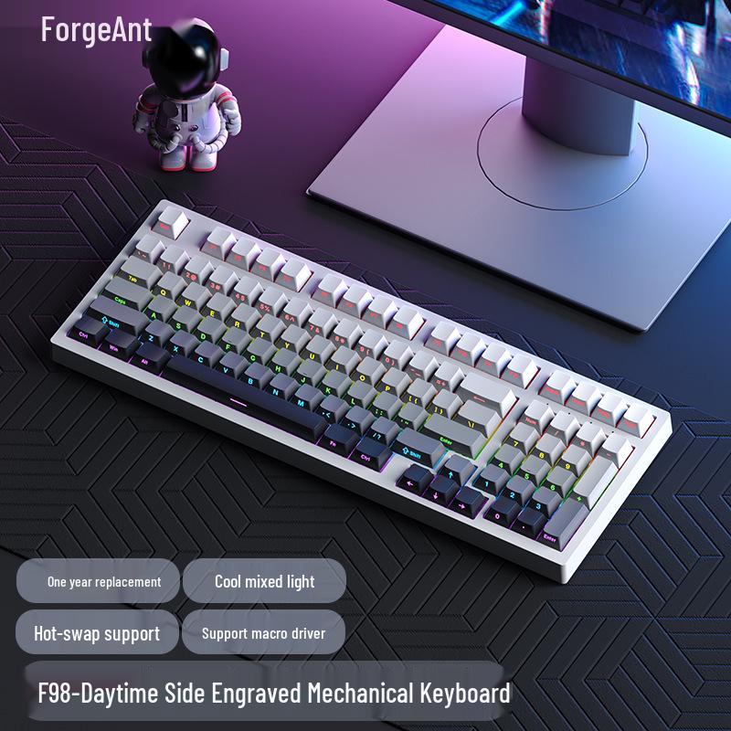 RuiYi F98 Wired 98-Key Mechanical Keyboard, Hot-Swappable, Side-Printed, Full-Key Anti-Ghosting, Office/Gaming.
