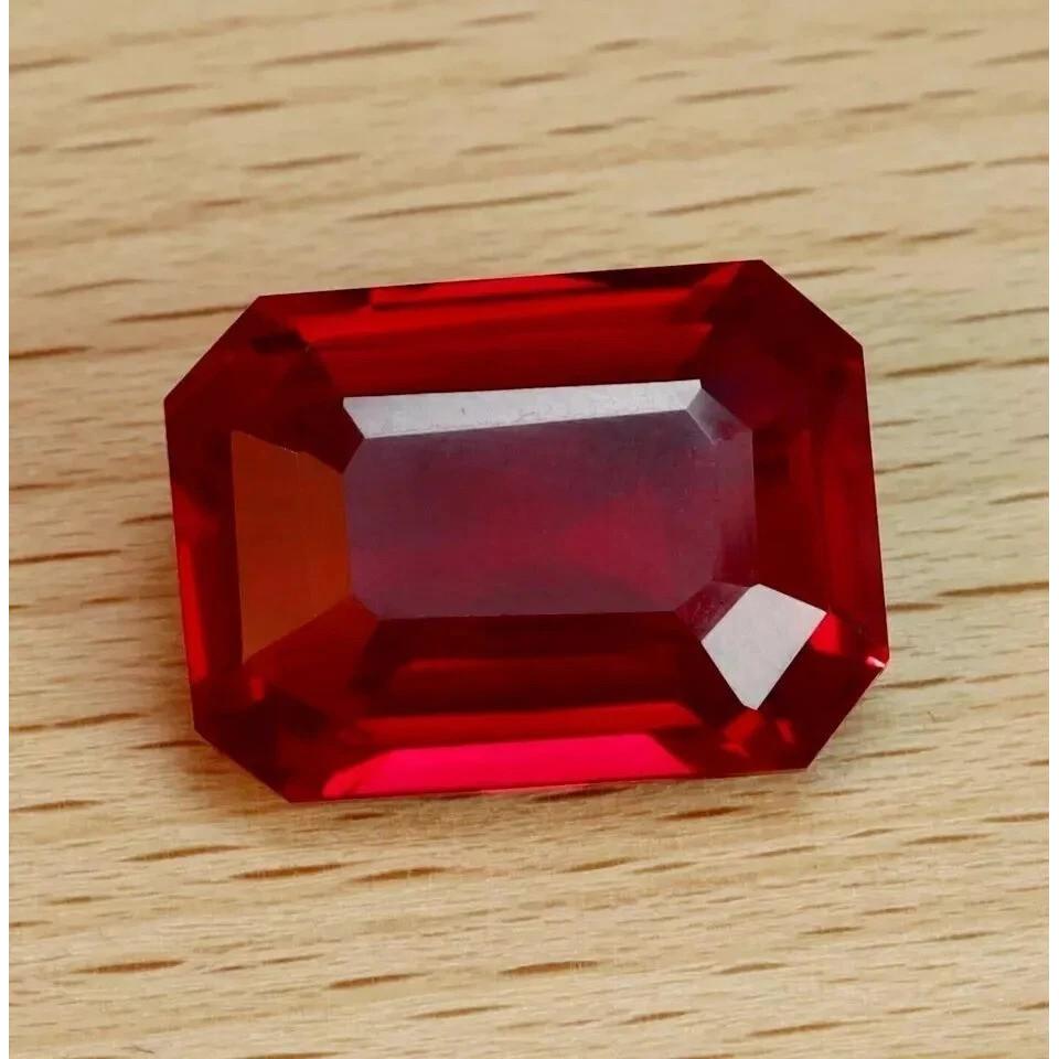 Ruby Red & Stud Natural 30-32 Ct Emerald Cut Stunning Certified Loose Gemstone