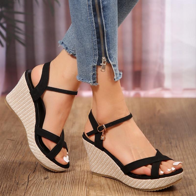 Fashion Women Sandals Fashion Outdoor Wedge Sandals Summer Casual Outdoor Beach Peep Toe Platform Women Shoes High Heel Buckle Sandals