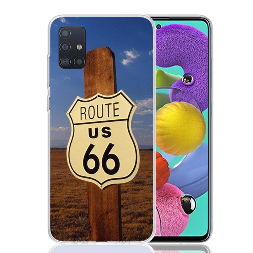 America Route 66 Phone Case For Samsung Galaxy A52 A32 A22 A12 A02S A50S A30S A51 A31 AA71 Note 20 Ultra 10 S10 Plus Galaxy A52