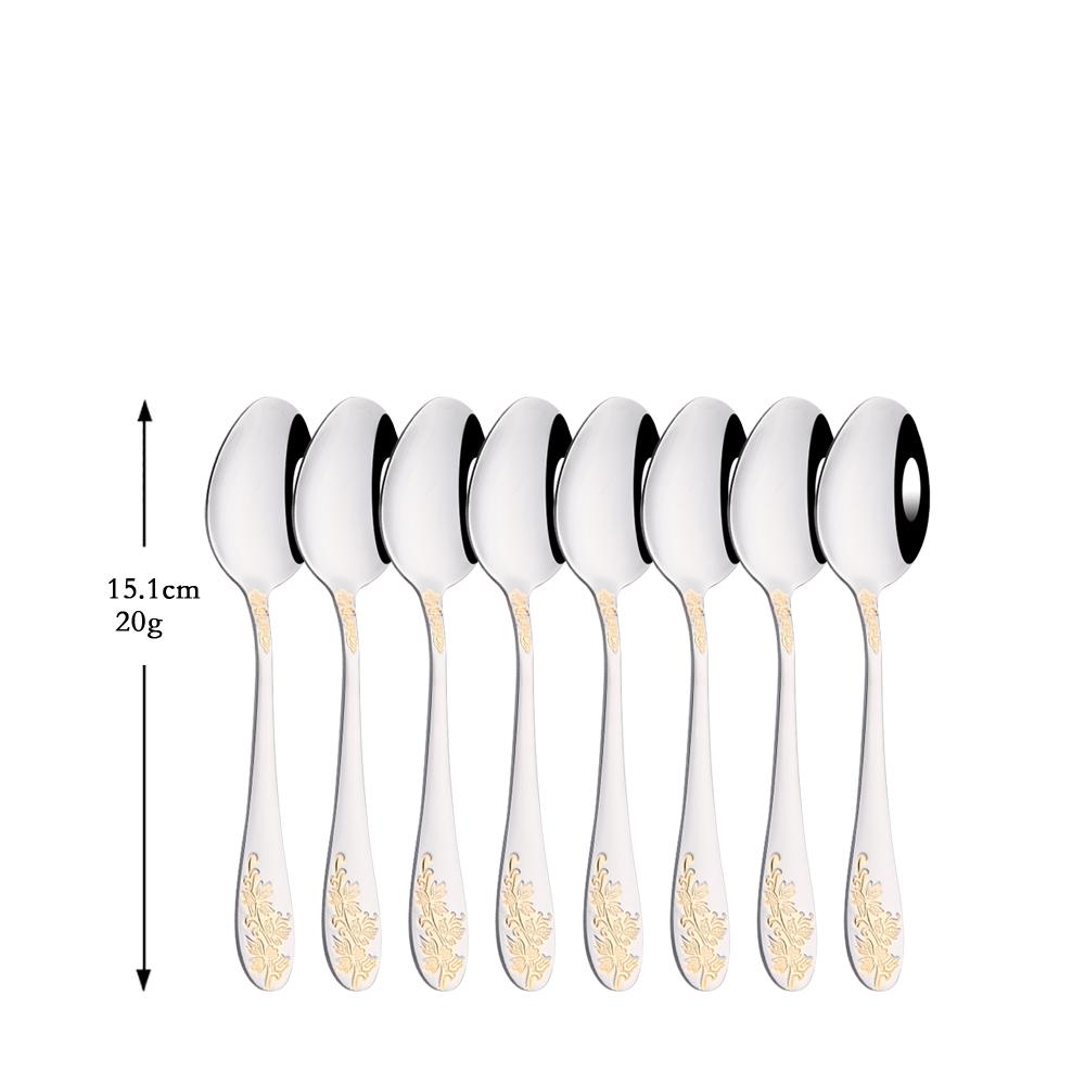 

Vintage Western 8/32Pcs Gold Flatware Cutlery Dining Knife Fork Teaspoon Set Luxury Dinnerware Engraving Tableware Utensils Set