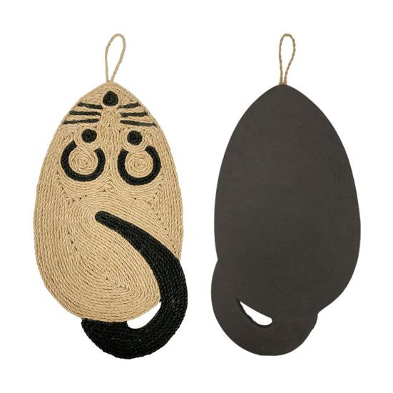 Sisal Cat Scratching Mat Rat Shape Door Wall Hanging Scratching Pad Vertical Cat Scratcher Furniture Protector for Indoor Cats Kitten