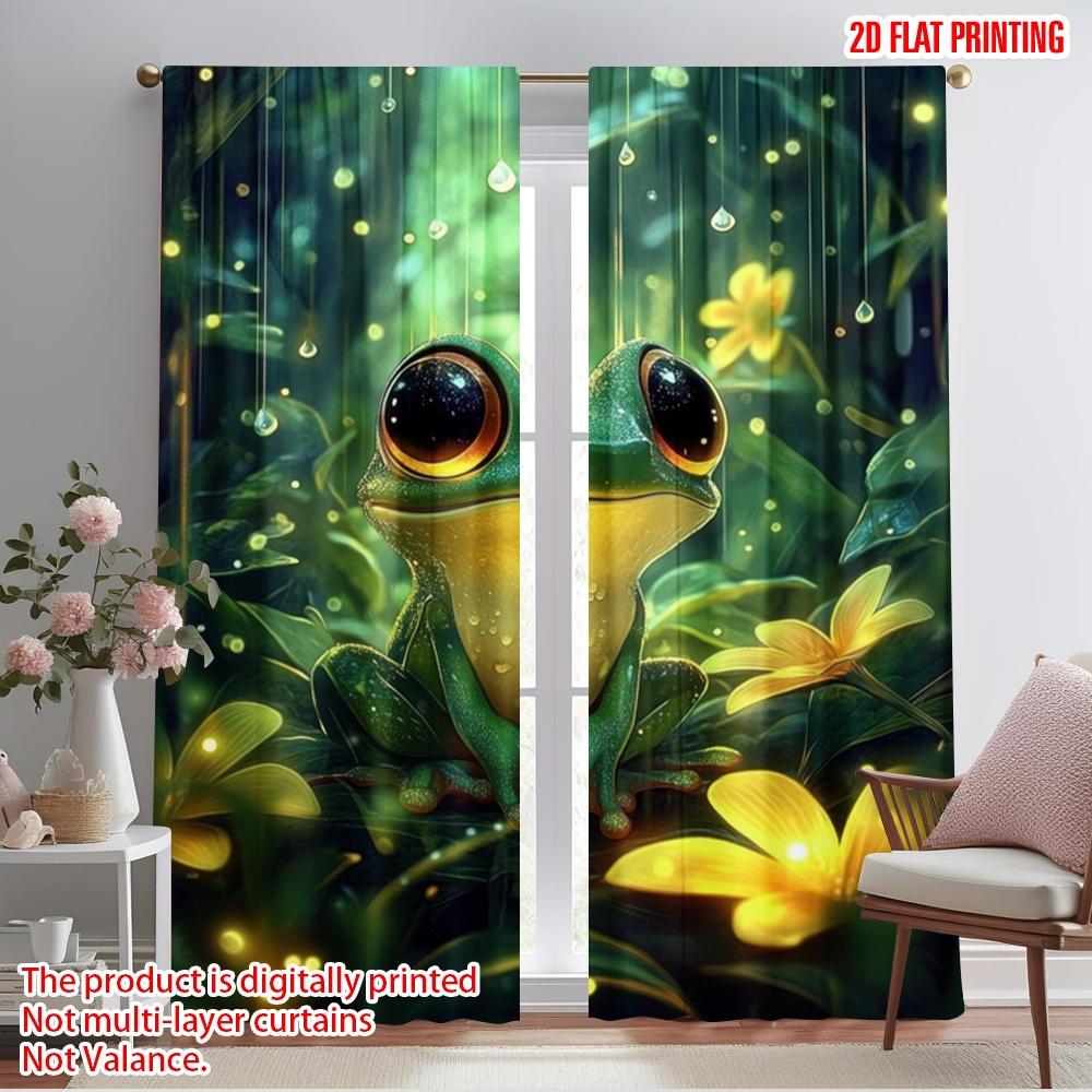 

2pcs,2D plane printing Pattern Curtains Frog Fantasy Versatile 100% Polyester (without rod) Versatile All Ldeal for Bedroom, 52.50×116.00 CM 2pcs