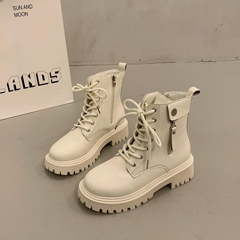 British style thick-soled heightening black Martin boots women's summer 2025 super fire new popular lace-up small short boots locomotive boots