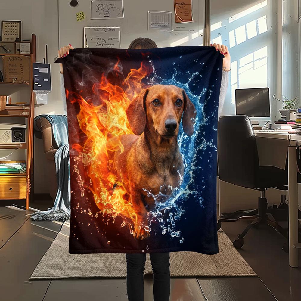 Blue Red Flame Cat Chicken DogPrint Flannel Blanket,High quality Comfortable for All Seasons,Home Decor,Warmth and Comfort,Perfect for Christmas Gifts