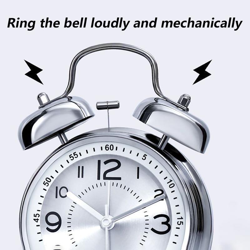 Modern Metal Alarm Desk Clock Silent Mechanical Desk Clock Living Room Decor Table Clocks Creative Table Clocks with Night Light