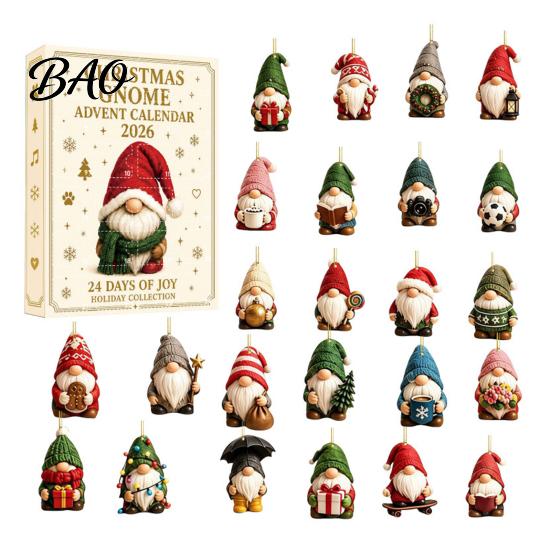 Decorative Branch Ornaments Coastal Gnome Advent Calendar, 24Pcs Acrylic 2D Sea Glass Ornament Set Christmas Window Decorations with Hanging