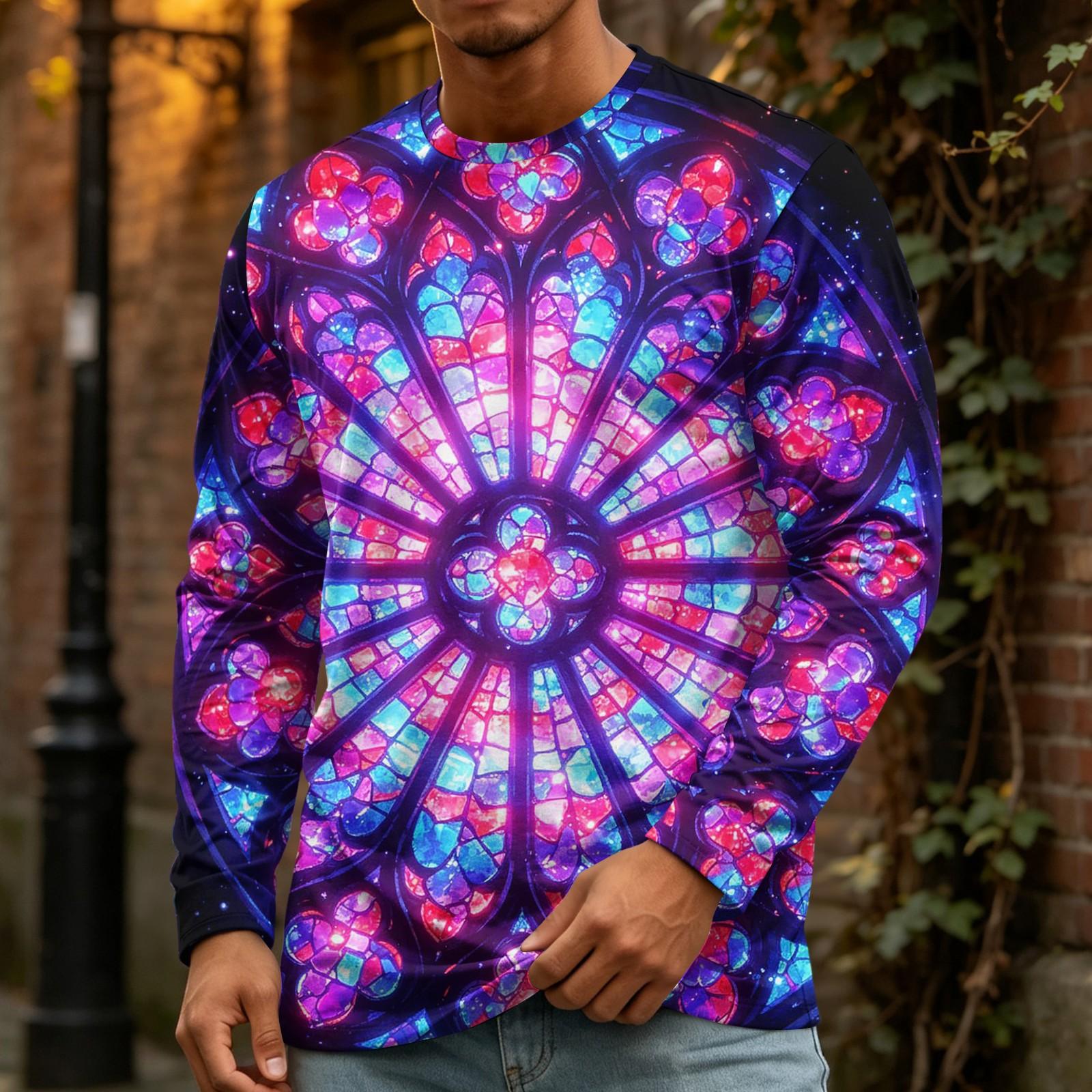 Men s Halloween Printed Crewneck Long Sleeve Top Casual Loose Fit XL